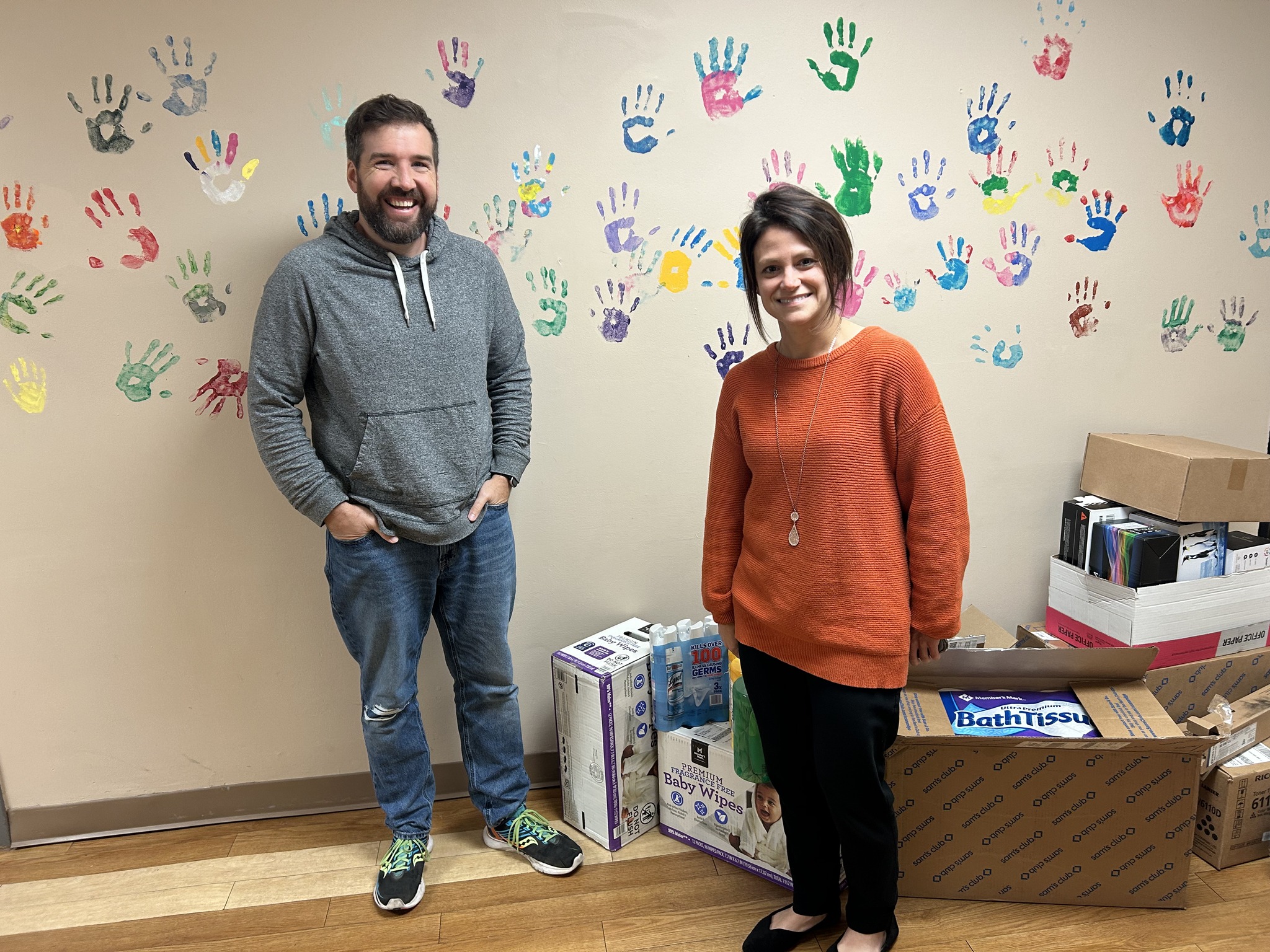 Volunteers at the shelter delivering essentials to homeless youth